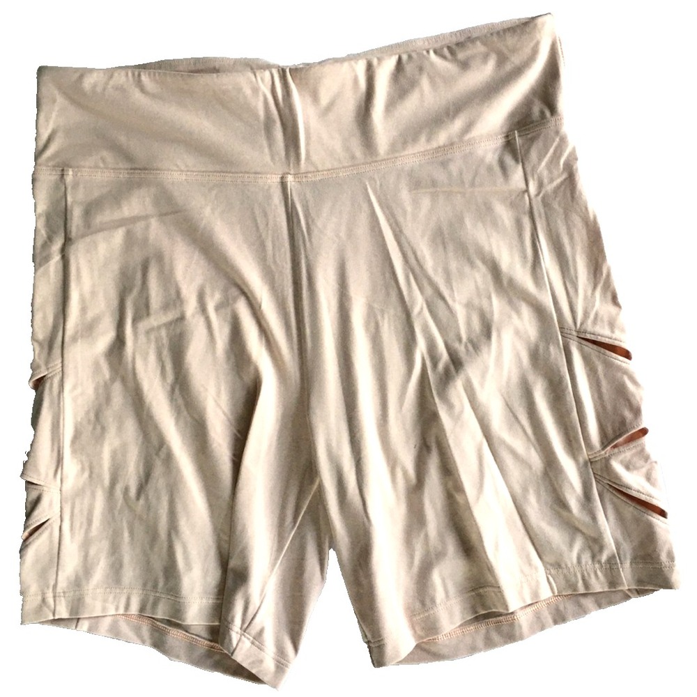 Victoria Sport Shorts Womens Large Beige High‎ Rise Compression Cutout Athletic